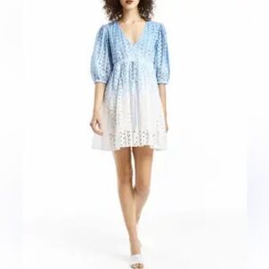 Super Natural Blue Sky Dip Dye Mini Cottagecore Dress Size Small